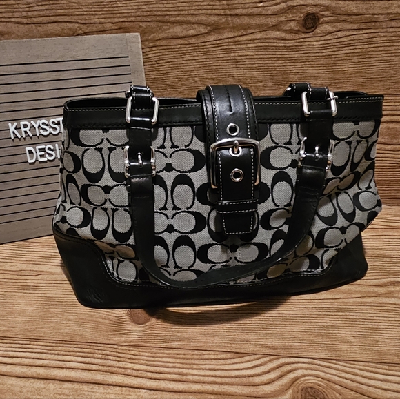 Coach Vintage Hampton Signature Canvas Black and Gray Shoulder Bag - Picture 1 of 11